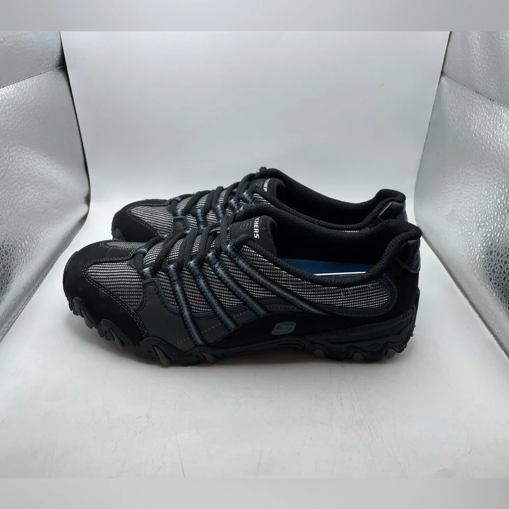 Skechers Compulsions Sleek womens black leather sneakers size 6.5
